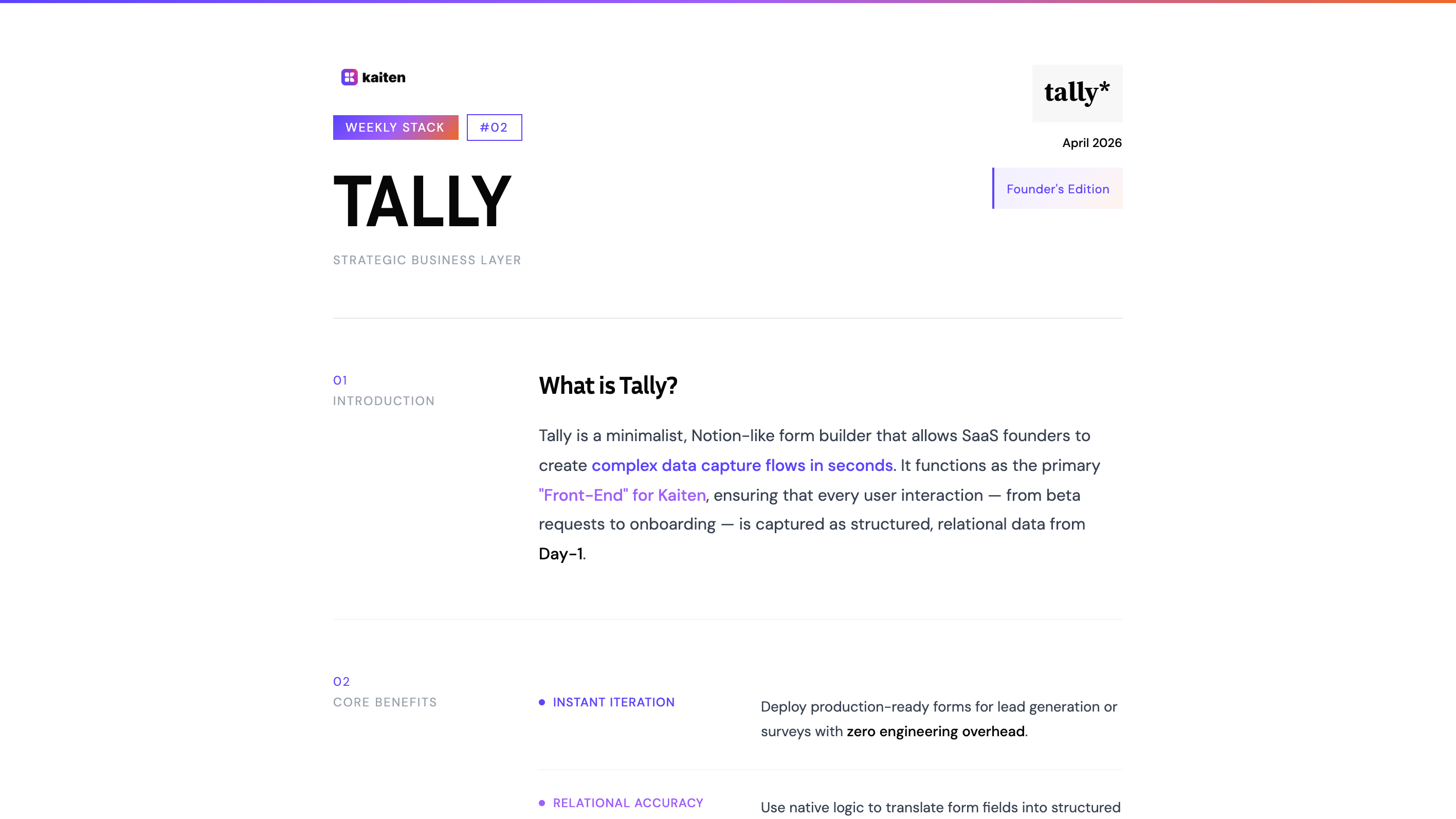 Tally — The Front-Door for Structured Input