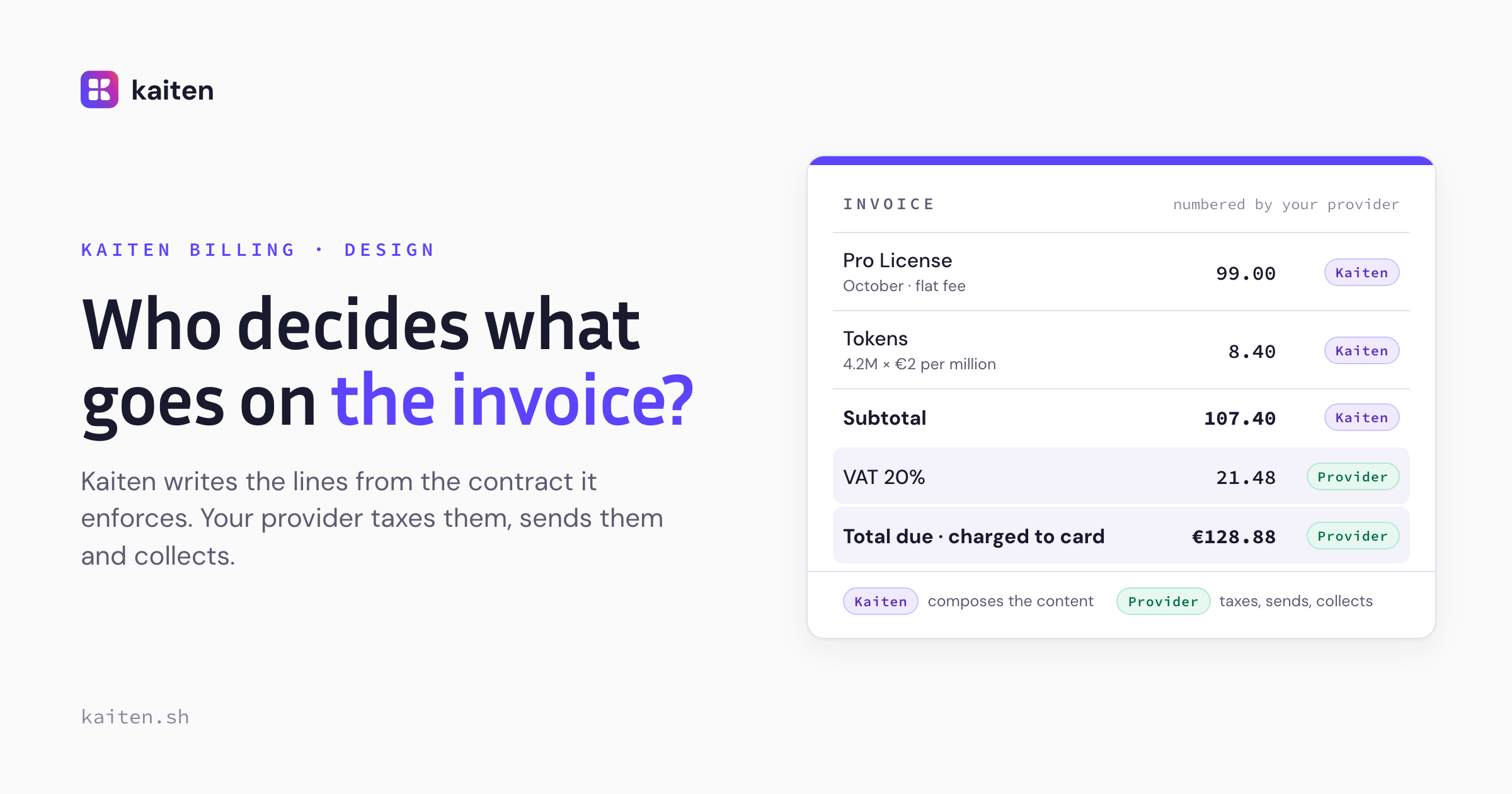 Who decides what goes on the invoice?